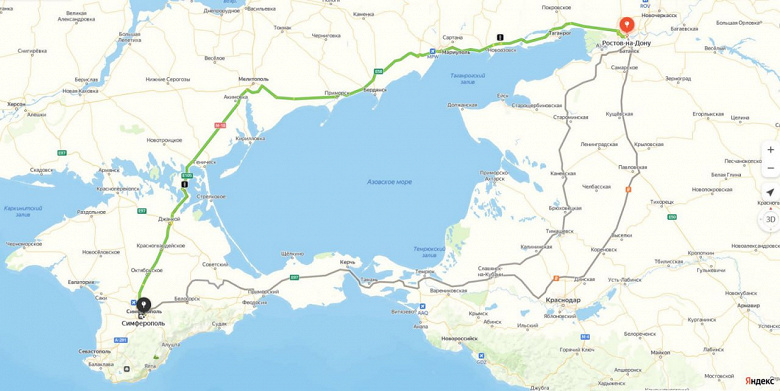 «Яндекс Карты» начали строить альтернативные маршруты из Крыма